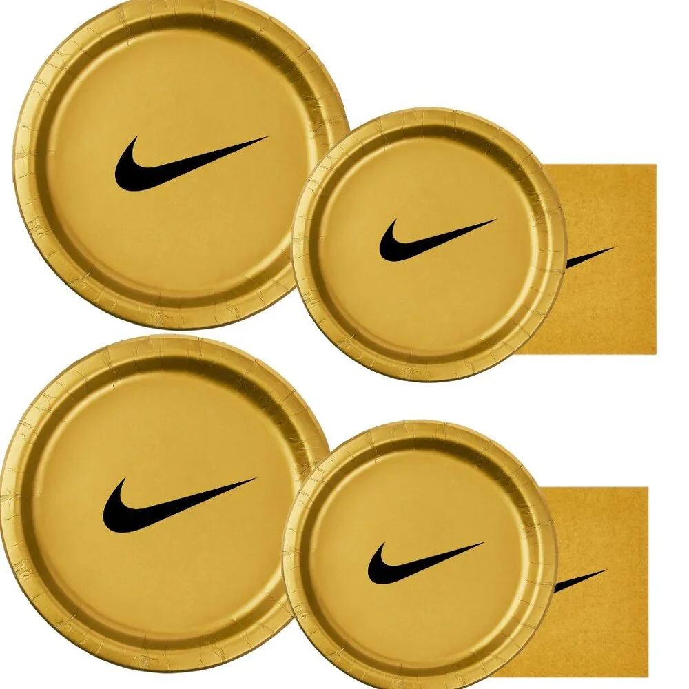 Custom Retro Basketball Party Tableware Set | Gold with Black Design | 45PCS